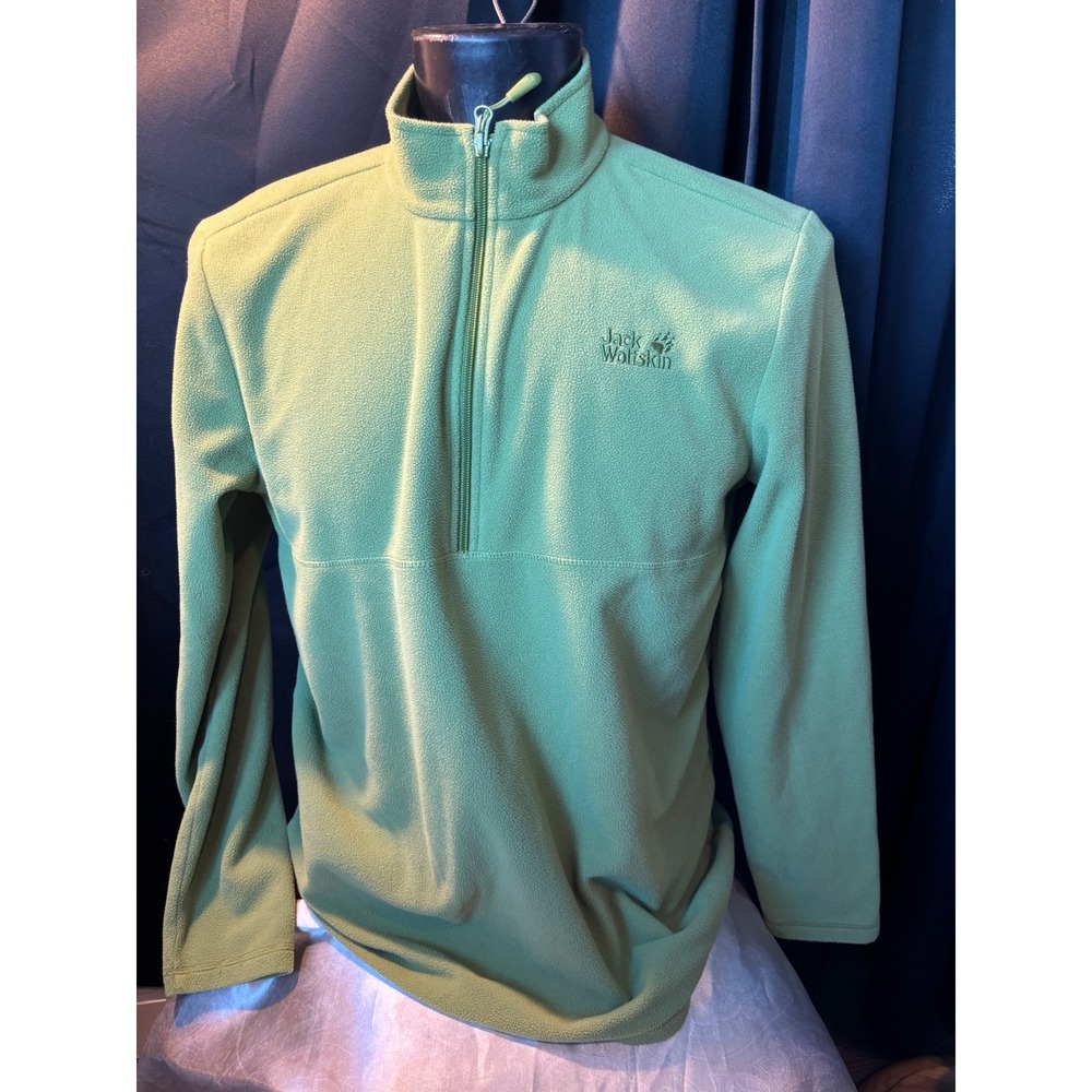 Jack Wolfskin Mens XL Tecnopile Fleece Quarter Zip Pullover Lime Green Hiking